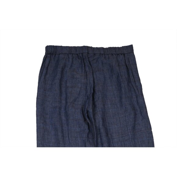 Fabiana Filippi Womens Plaid Pants Small IT 42 Blue Linen Drawstring Trousers - Picture 8 of 12